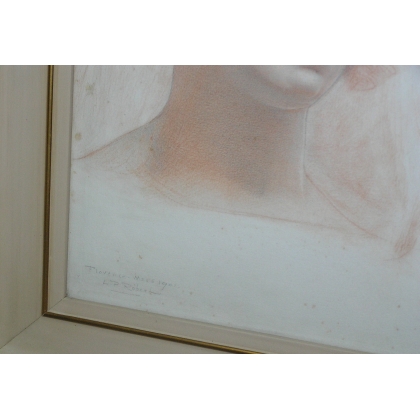 Pastel sur papier "Portrait de femme"  sur Moinat SA  - Antiquités décoration -  Gouaches, Aquarelles, Pastels