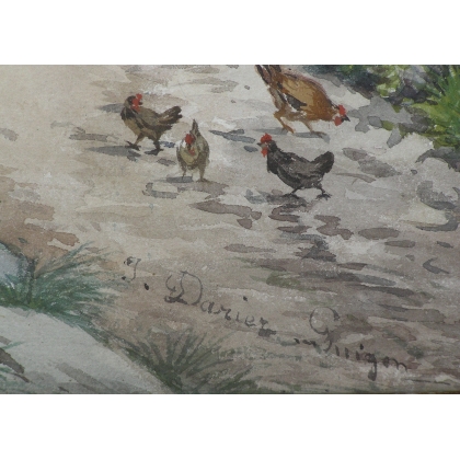 Aquarelle sur papier "Chalet", signée  sur Moinat SA  - Antiquités décoration -  Gouaches, Aquarelles, Pastels