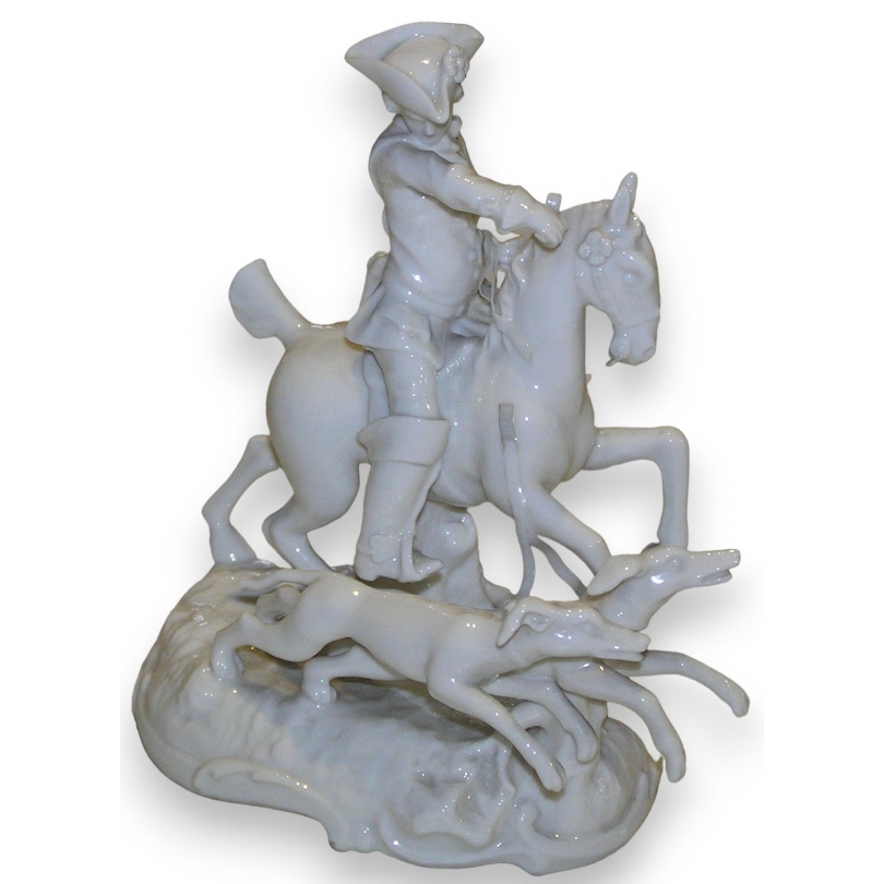 Statue "Scène de chasse", en porcelaine