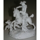 Statue "Scène de chasse", en porcelaine