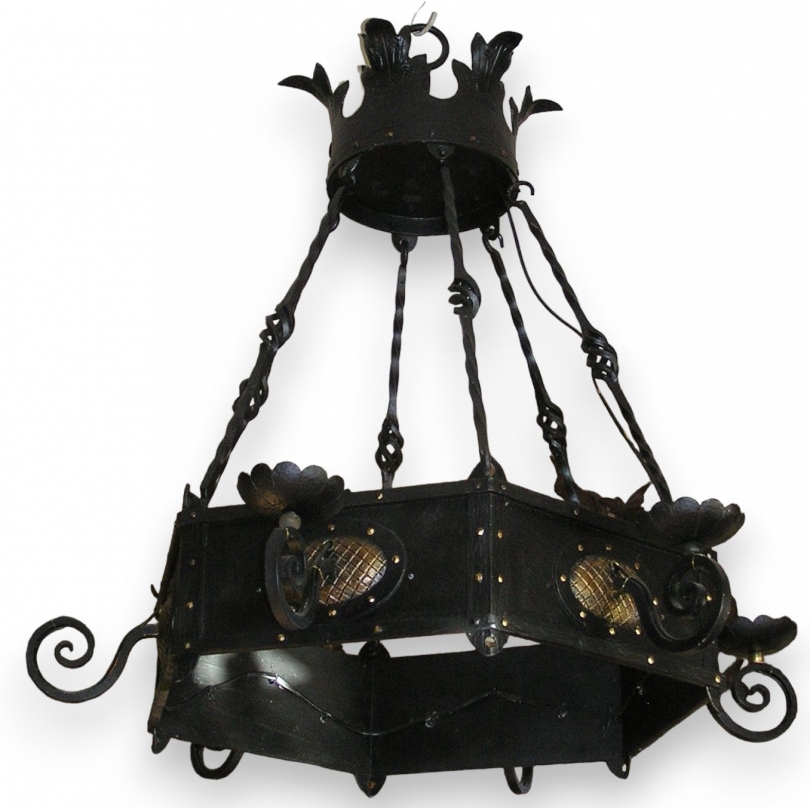 Hexagonal chandelier with 6 lights from Moinat SA – Antiques and home décor