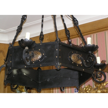 Hexagonal chandelier with 6 lights from Moinat SA – Antiques and home décor