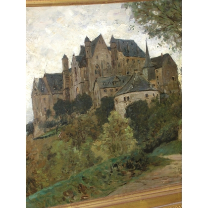 Paintings | Painting: ‘View of a Castle, Marburg’. HAGEN. Moinat SA  – Antiques and home décor