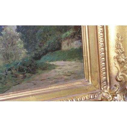 Paintings | Painting: ‘View of a Castle, Marburg’. HAGEN. Moinat SA  – Antiques and home décor