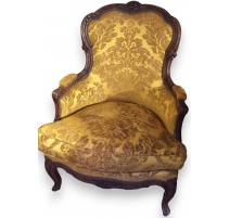 Bergère Louis XV, en noyer. Couverte