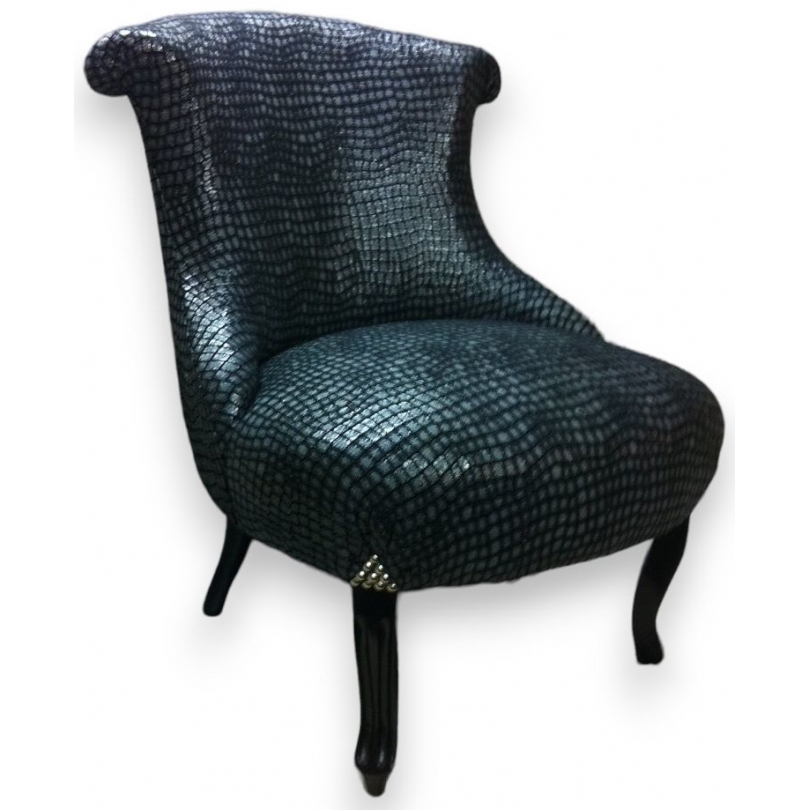 Curved armchair upholstered in fabric at  Moinat SA  - Antiques and home décor