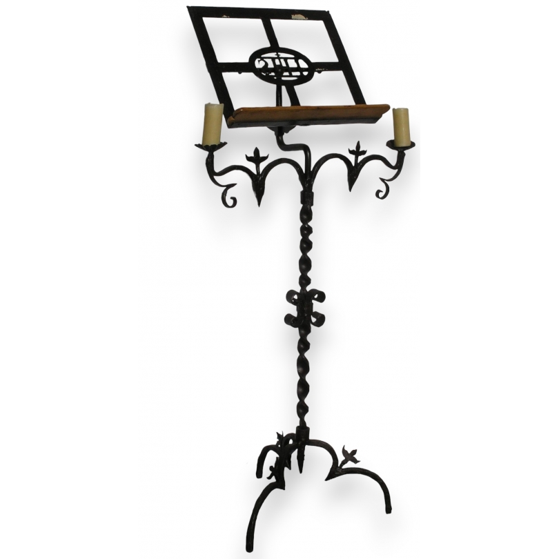 Wrought-iron candlestick. With 2 candles. At  Moinat SA  – Antiques and home décor