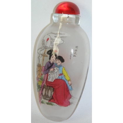 Snuff bottle, painted glass. Decorated by Moinat SA – Antiques and Decor