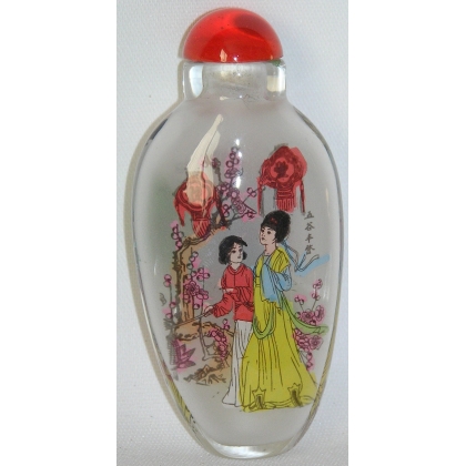 Snuff bottle, painted glass. Decorated by Moinat SA – Antiques and Decor