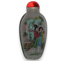 Snuff bottle, en verre peint. Décor de
