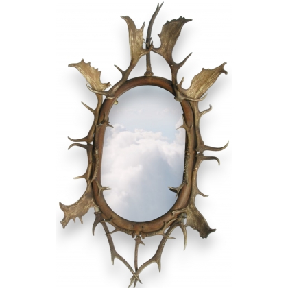 Beveled mirror with horn frame. Brienz.
