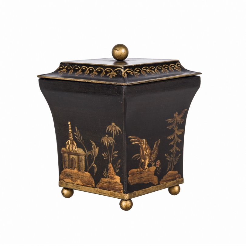 Boite en tôle avec motifs chinois