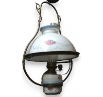 Lampe Louis-Philippe suisse en opaline peinte