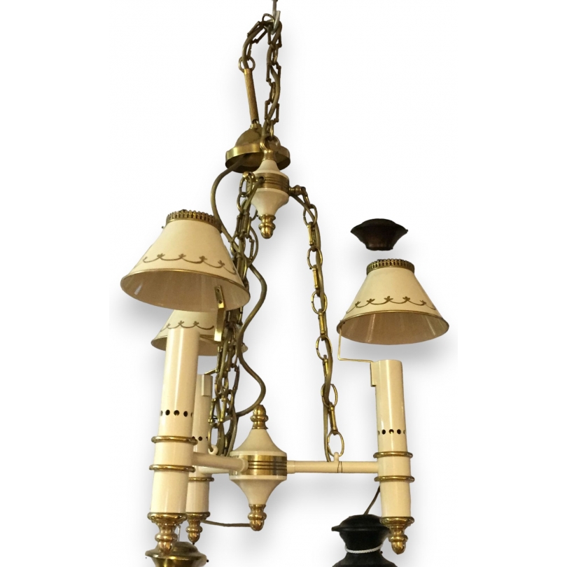 "Quinquet" 3-light chandelier, coloured, from Moinat SA – Antiques and home décor