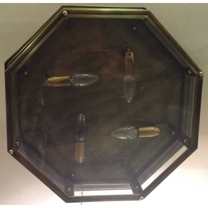 Octagonal ceiling light in patinated brass at Moinat SA – Antiques and home décor