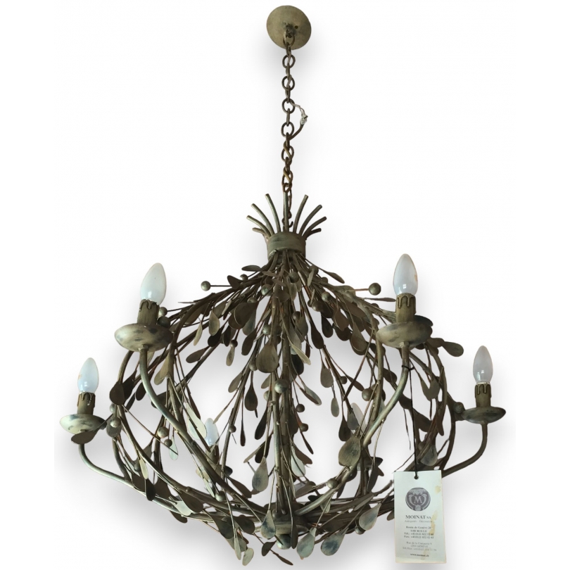 "Olivier" wrought-iron chandelier, painted by Moinat SA – Antiques and home décor