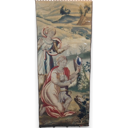 Tapisserie "Femme et enfant au miroir", sur  Moinat SA  - Antiquités décoration
