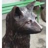 Renard sur une souche en bronze