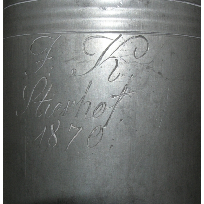Channe, pewter, engraved ‘F.K. Stierhof’, from Moinat SA – Antiques and decorative items