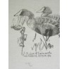 Print on paper: ‘Three Geese’ by Moinat SA – Antiques and decorative items – Prints, lithographs