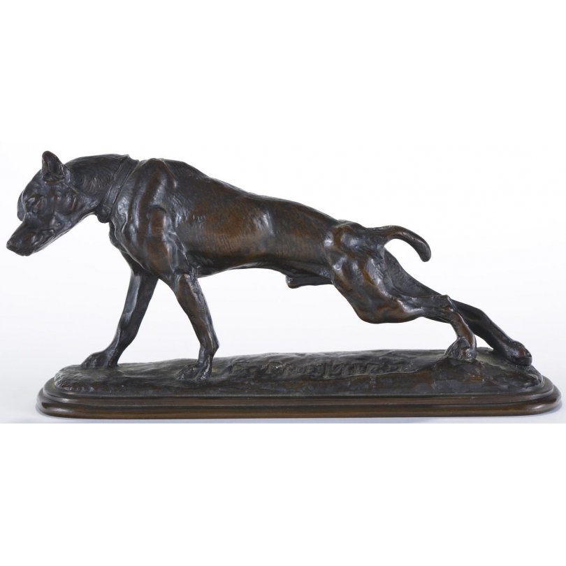 Sculpture "Chien de chasse", en bronze