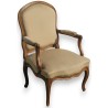Louis XV armchair upholstered in beige-brown fabric. From  Moinat SA  - Antiques and home décor