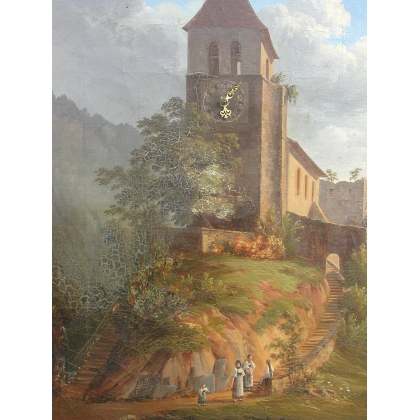 Paintings | Painting: ‘The Church at Ringenberg, Lake Brienz’. Moinat SA  – Antiques and home décor