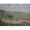 Aquarelle sur papier "Vue d'Aarburg et  sur Moinat SA  - Antiquités décoration -  Gravures, Lithos