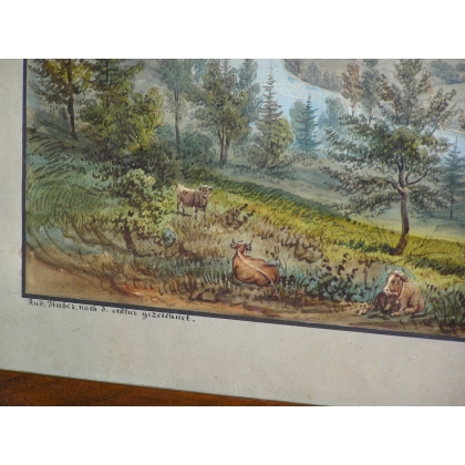 Aquarelle sur papier "Vue d'Aarburg et  sur Moinat SA  - Antiquités décoration -  Gravures, Lithos