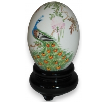 Oeuf chinois peint "Paon"