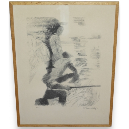 Lithographie "La pêche" H.C. signée M.  sur Moinat SA  - Antiquités décoration -  Gravures, Lithos