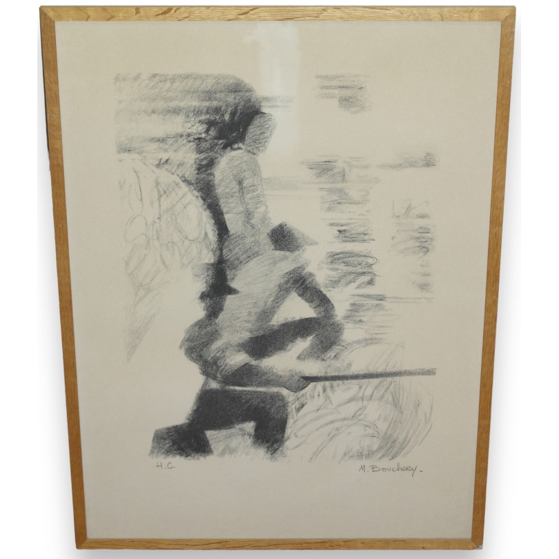 Lithograph ‘La pêche’, H.C., signed M., on Moinat SA – Antiques and decorative arts – Engravings, lithographs