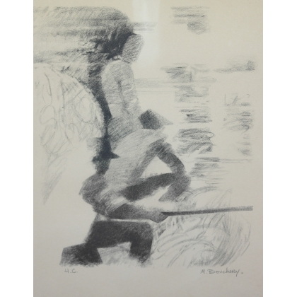 Lithograph ‘La pêche’, H.C., signed M., on Moinat SA – Antiques and decorative arts – Engravings, lithographs