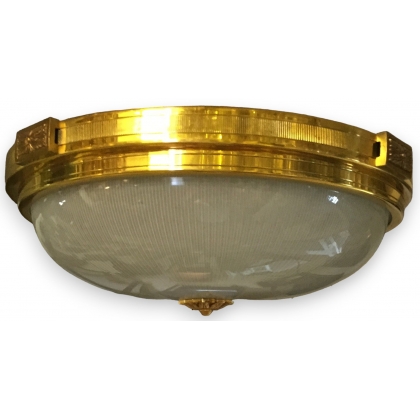 Plafonnier rond en bronze doré