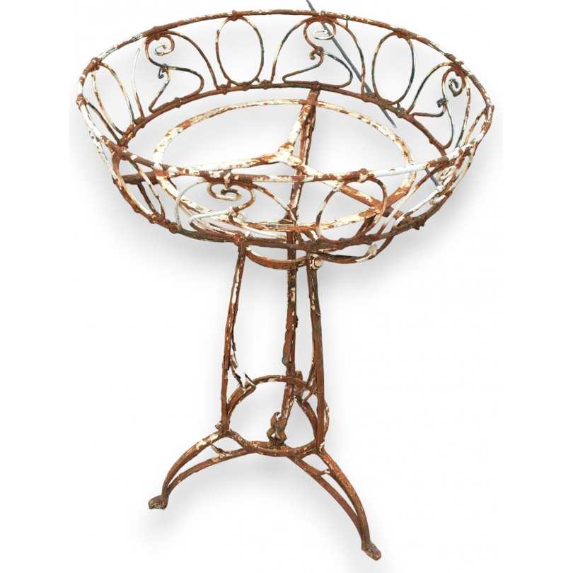  Jardinière ronde en fer forgé blanc sur  Moinat SA  - Antiquités décoration