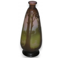 Vase brun et vert, en pâte de verre à