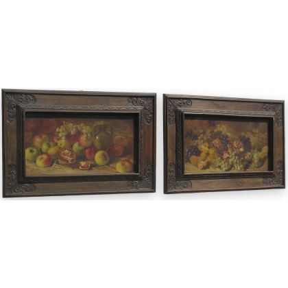 Paire de tableaux \"Natures mortes\" signés ROSSI