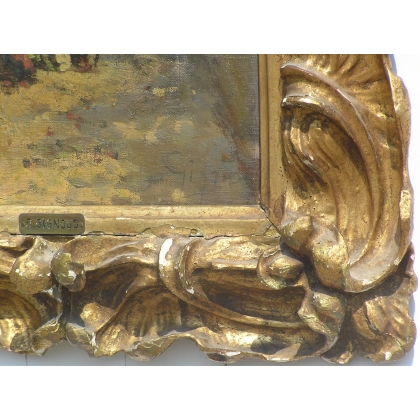 Paintings | Oil on canvas painting ‘Sous les Arcades’ by Moinat SA  – Antiques and home décor