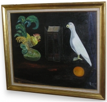 Petite assiette en faïence verte chasse Faisan