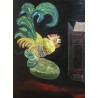 Paintings | Oil on canvas painting ‘Rooster and Parakeet’ by Moinat SA  – Antiques and home décor
