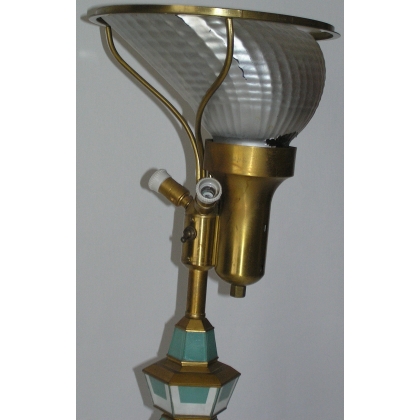 Faceted mirror lamp, made of glass and wood, at  Moinat SA  - Antiques and home décor