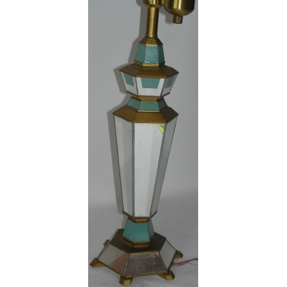 Faceted mirror lamp, made of glass and wood, at  Moinat SA  - Antiques and home décor