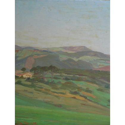Tableau \"Vue de Toscane-Monte Moro sur Livorno\"