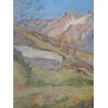 Paintings | Oil painting on cardboard, ‘Berge in Moinat SA’ – Antiques and home décor