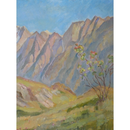 Paintings | Oil painting on cardboard, ‘Berge in Moinat SA’ – Antiques and home décor