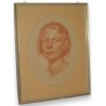 Red chalk drawing "Portrait of  Moinat SA  - Antiques and home décor