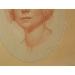 Red chalk drawing "Portrait of  Moinat SA  - Antiques and home décor