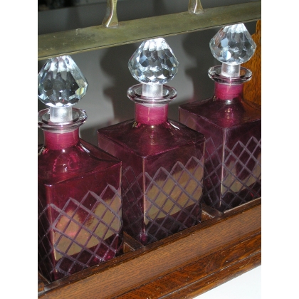 Tantalus wooden carafe holder, set of 3, from Moinat SA – Antiques and home décor
