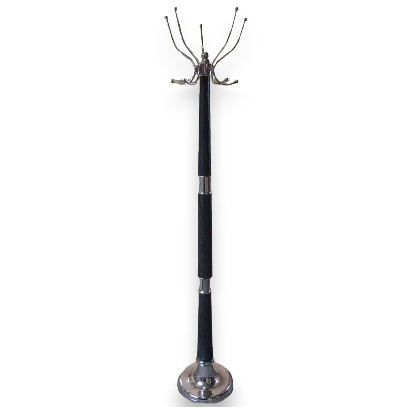 Chrome-plated, upholstered free-standing coat rack by Moinat SA – Antiques and home décor
