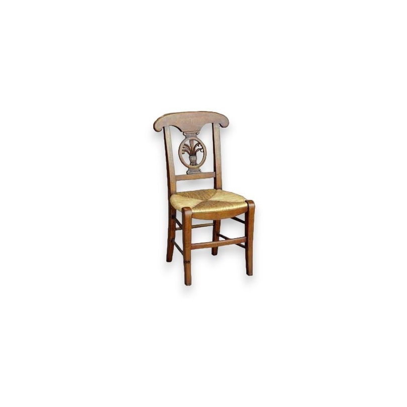 Chaise d'enfant paillée dossier sculpté